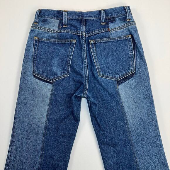 Rentrayage Upcycled Mid Rise Two Tone Patchwork Flare Jeans Size XS 26 Waist - Picture 11 of 15